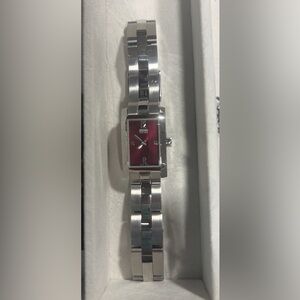 Hugo Boss Women's Silver Bracelet Watch with Burgundy Dial